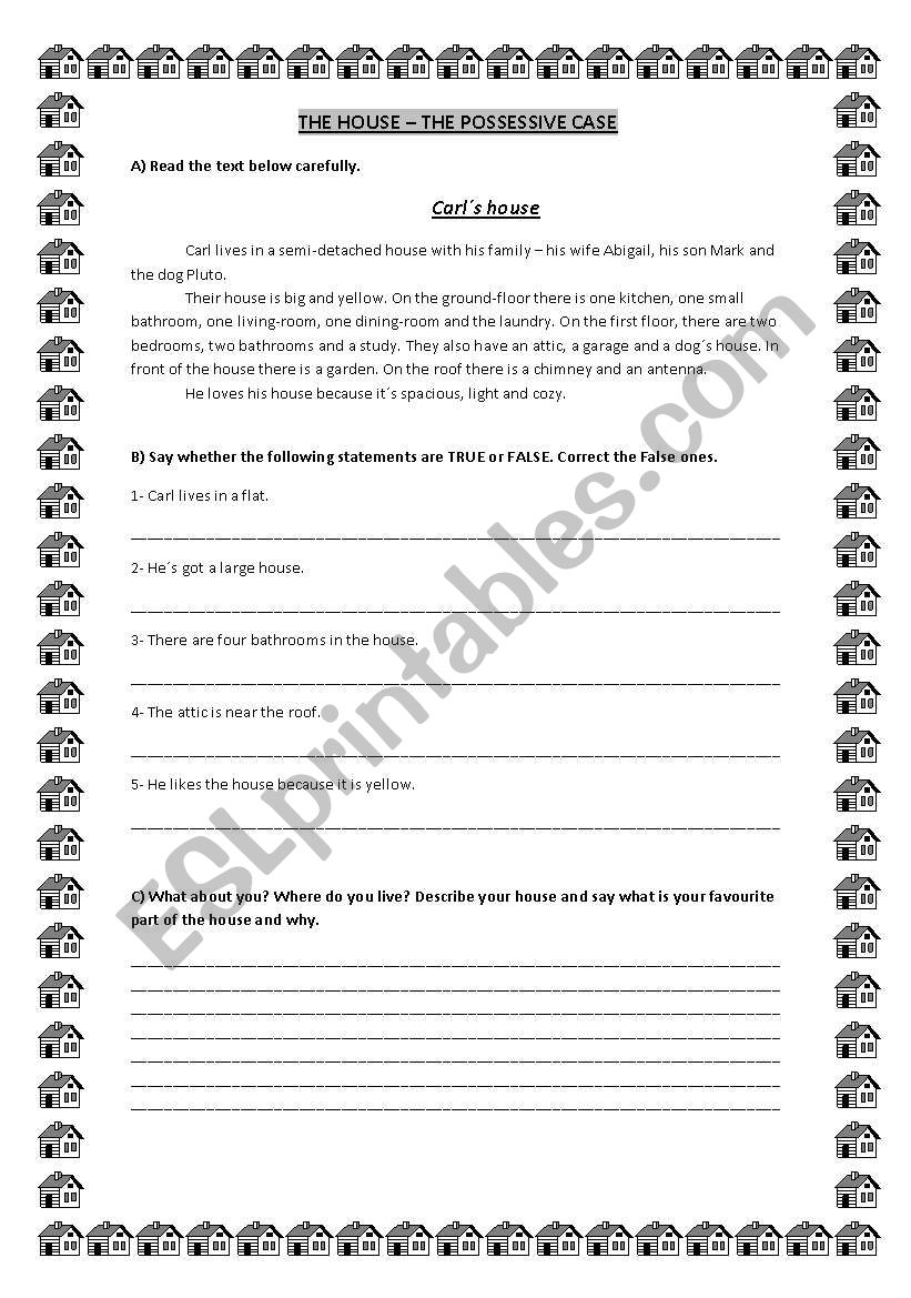 Parts of the House worksheet