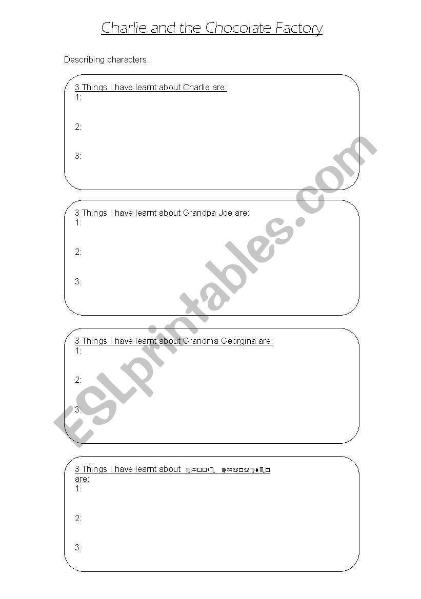 Reading Comprehension Charlie and the Chocolate Factory