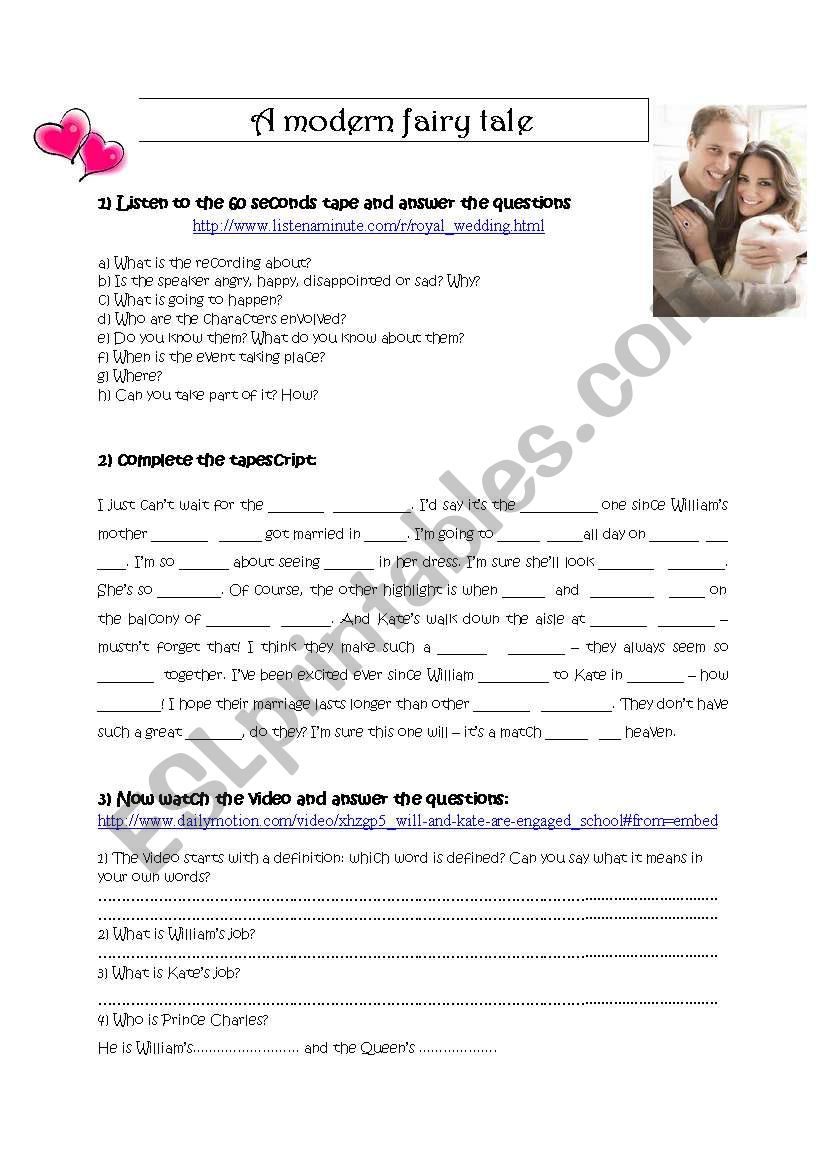 A modern fairy tale worksheet