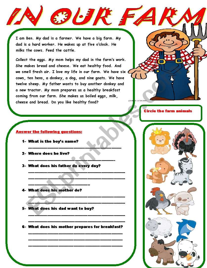 life in the farm worksheet