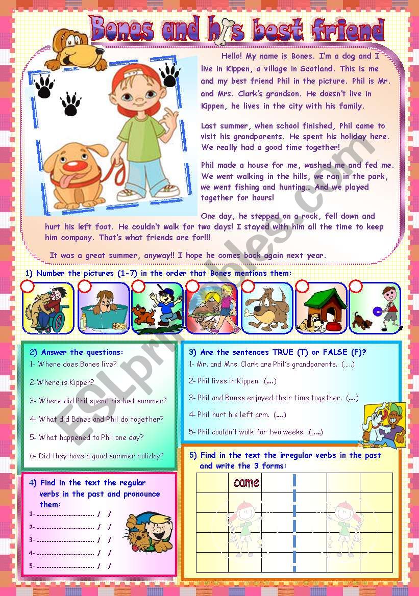 BONES AND HIS BEST FRIEND worksheet