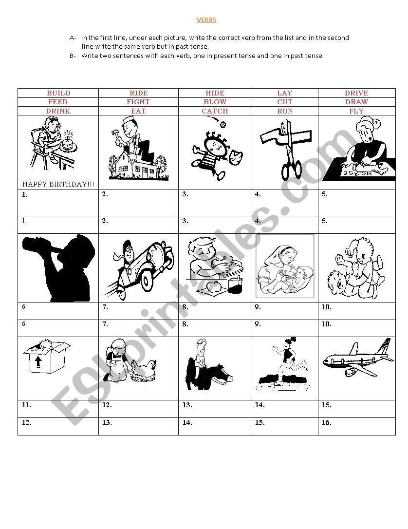 Irregular verbs  worksheet