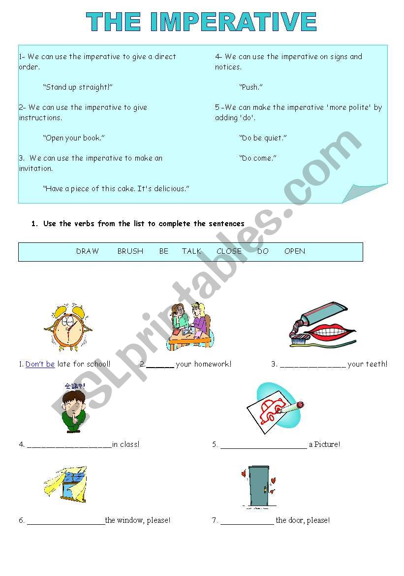 the imperative worksheet