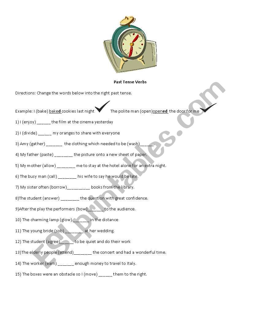 Simple Past Tense Sheet worksheet