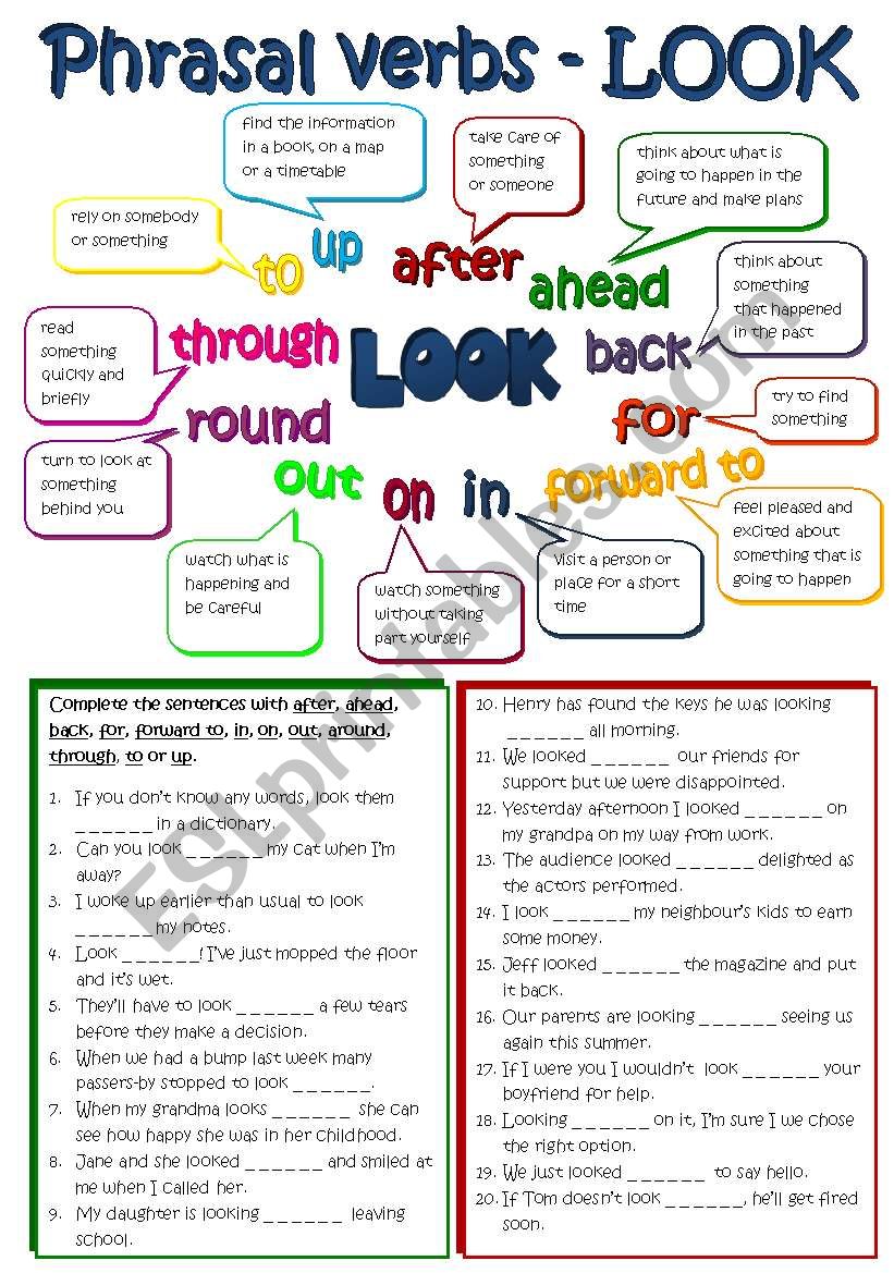 Phrasal verbs - LOOK (B&W + KEY included) 