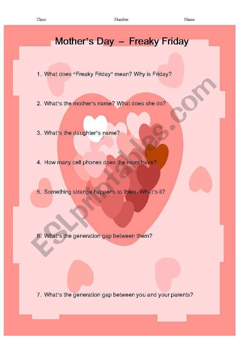 movie worksheet: Freaky Friday