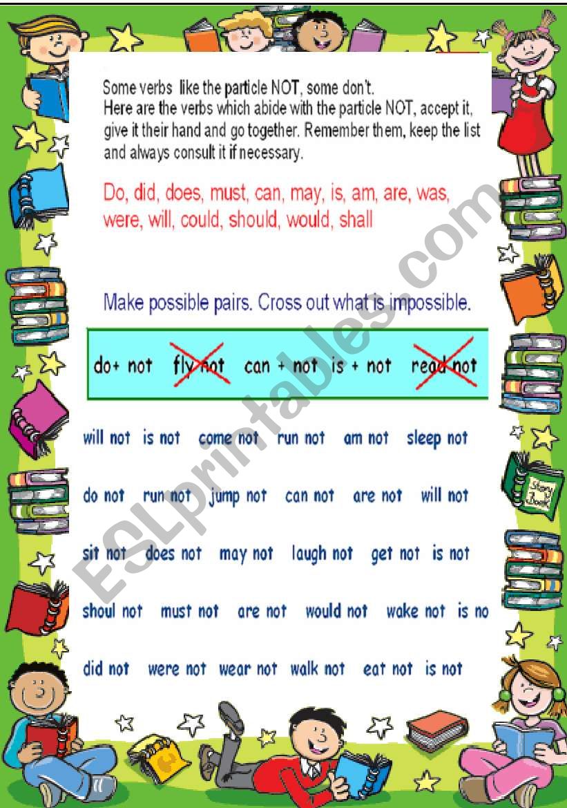 making a sentence negative worksheet