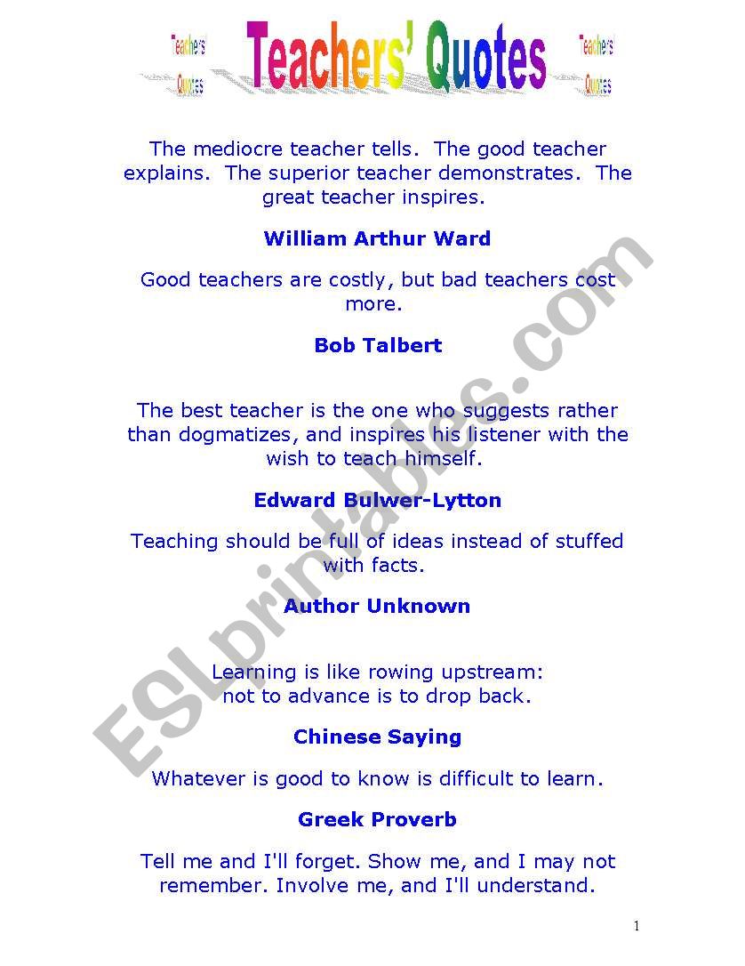 Teachers Quotes worksheet