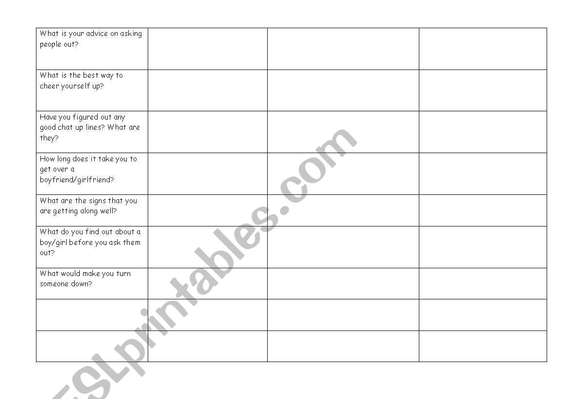 dating mingle activity worksheet