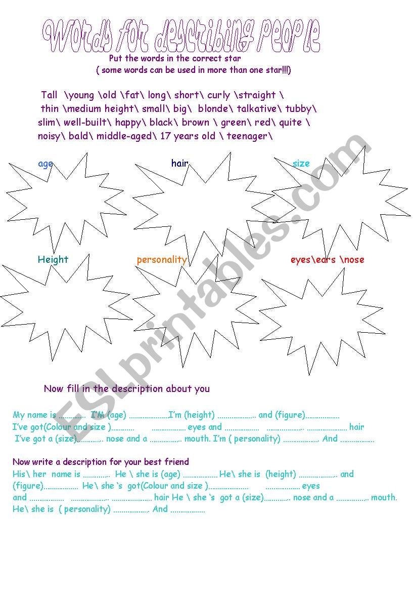  describing people  worksheet