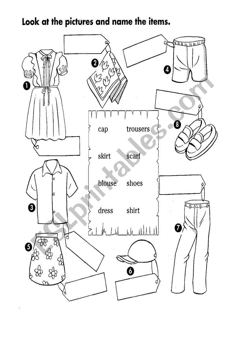 Clothes worksheet