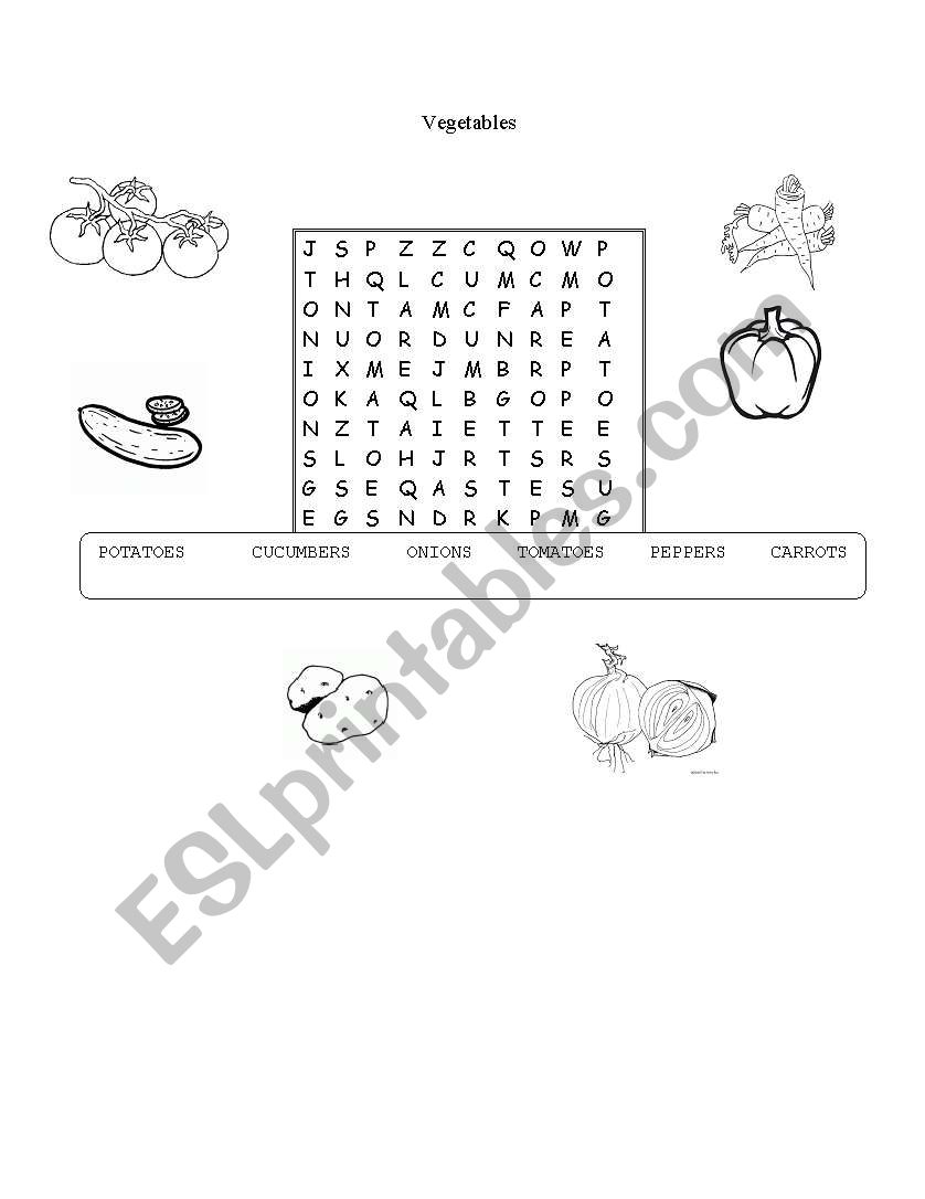 VEGETABLES WORDSEARCH worksheet