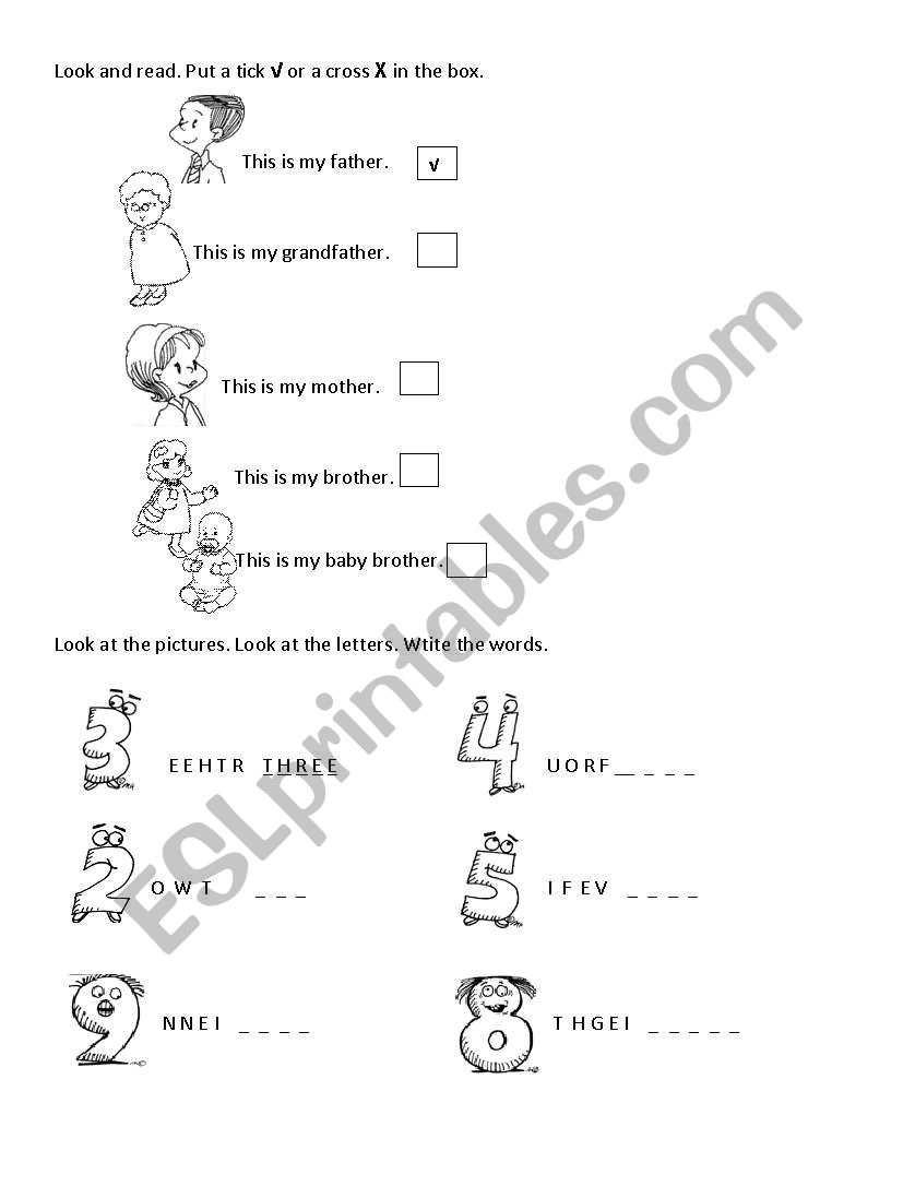 STARTERS: FAMILY AND NUMBERS worksheet