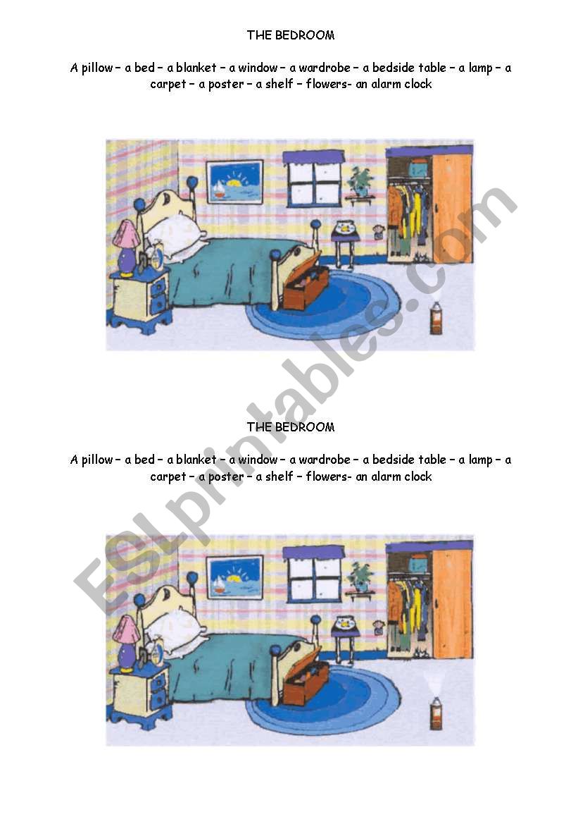 bedroom vocabulary worksheet