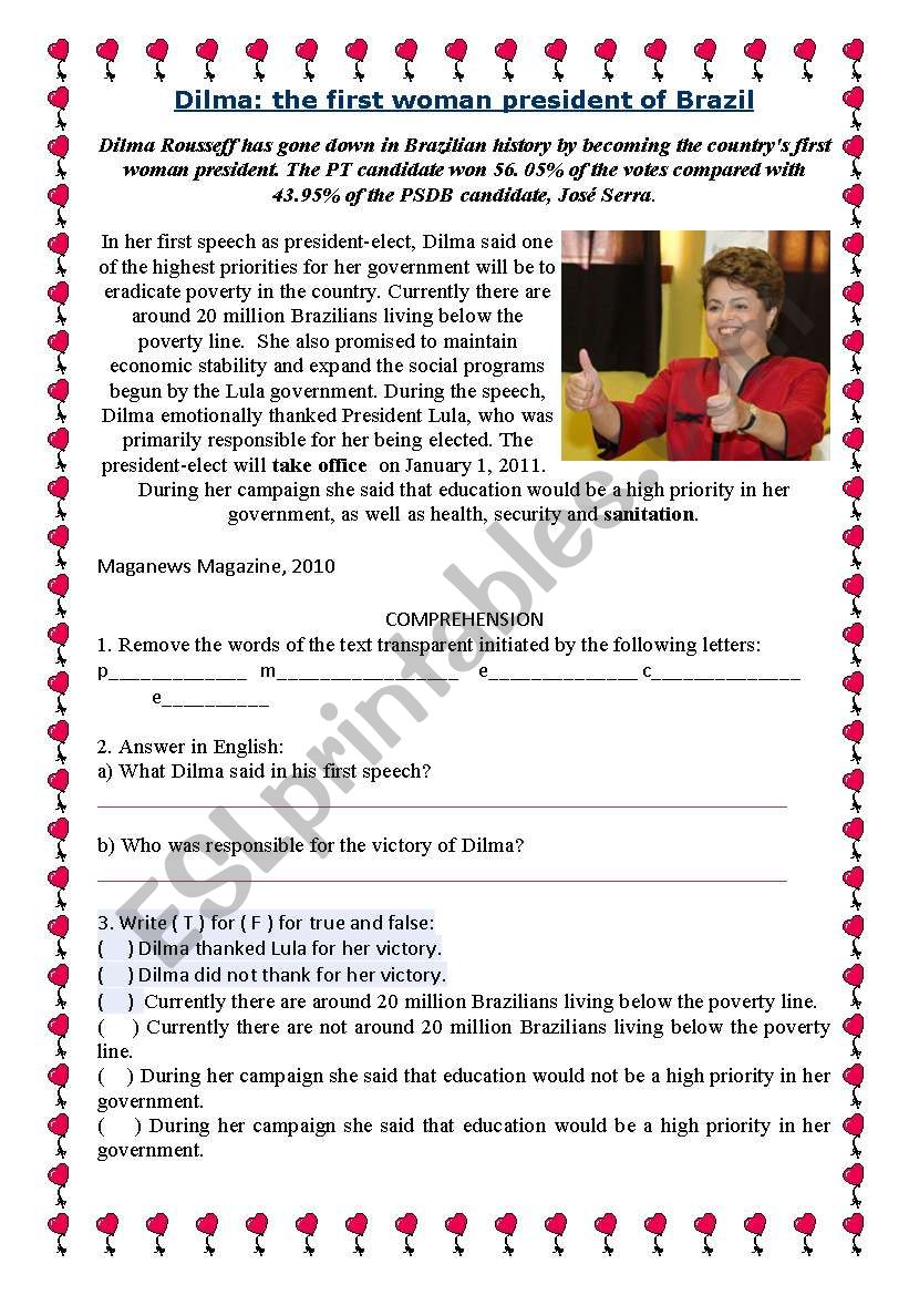 woman -President of Brazil worksheet