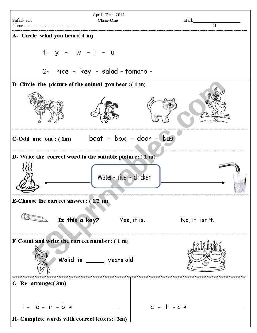 Assessment worksheet