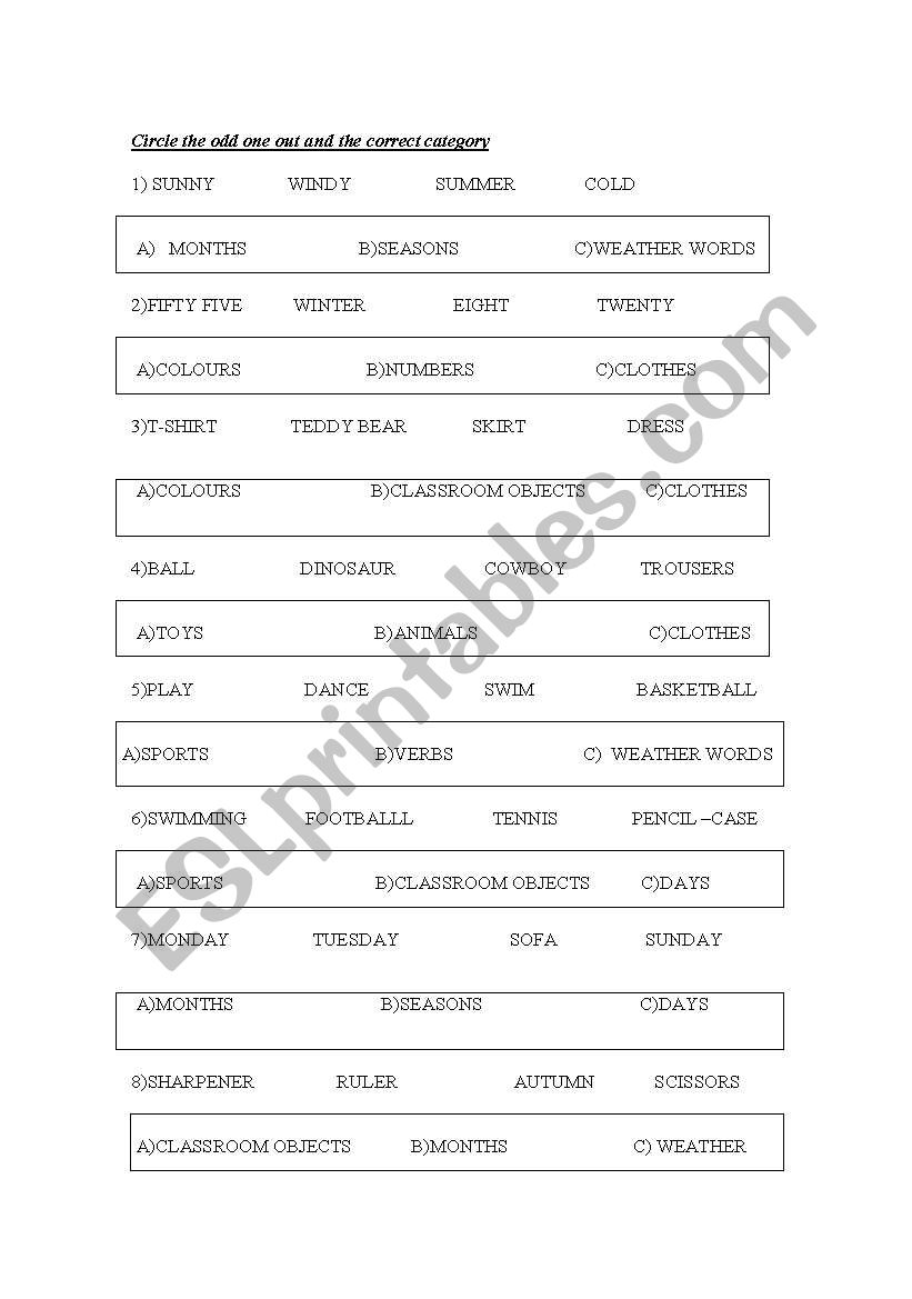 circle the odd one out worksheet