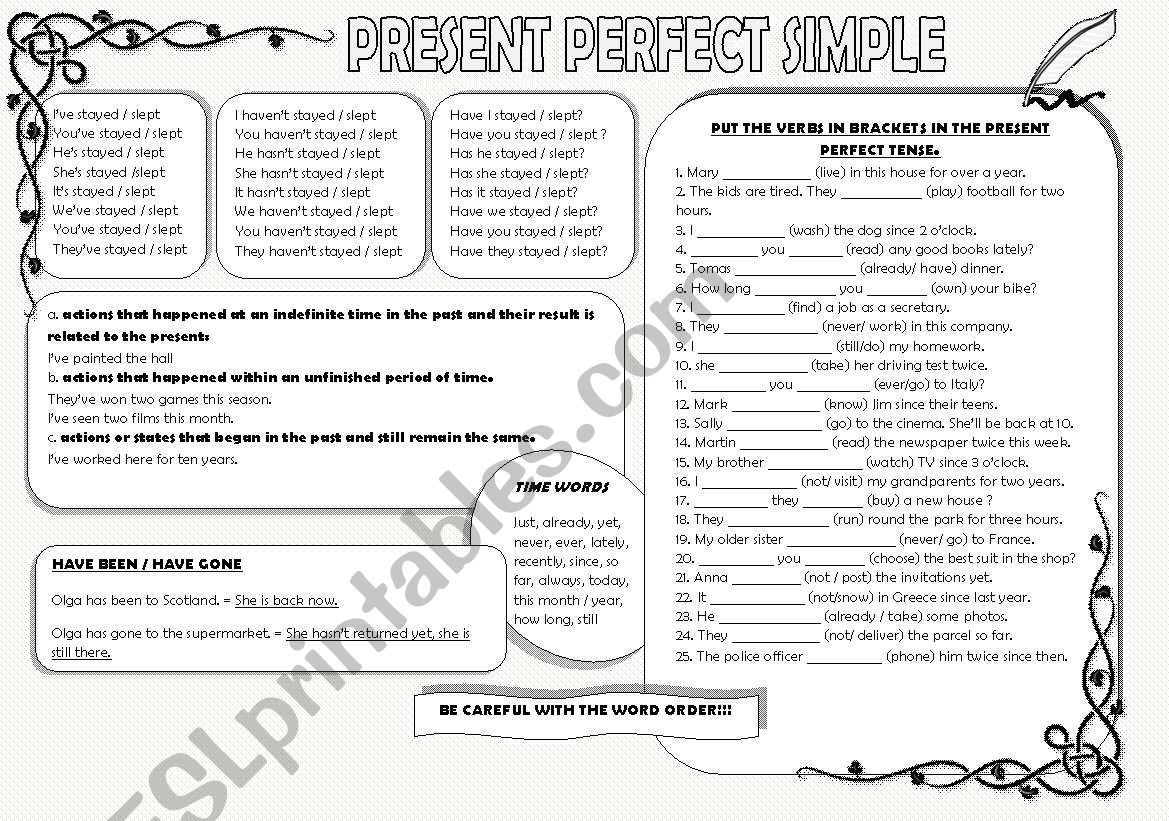 PRESENT PERFECT worksheet