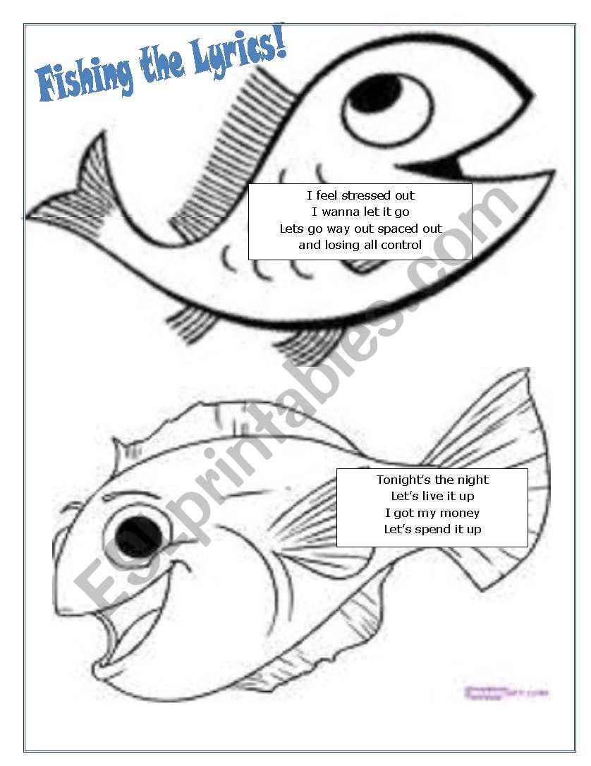 Fishing the Lyrics! worksheet