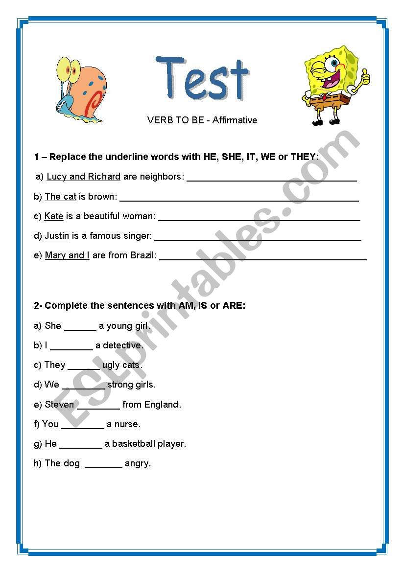 To be - Affirmative worksheet