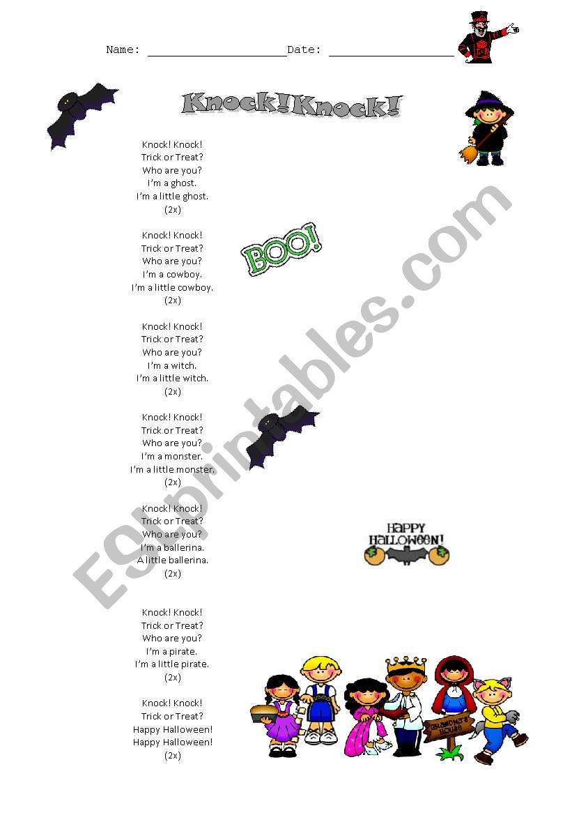 Halloween song worksheet