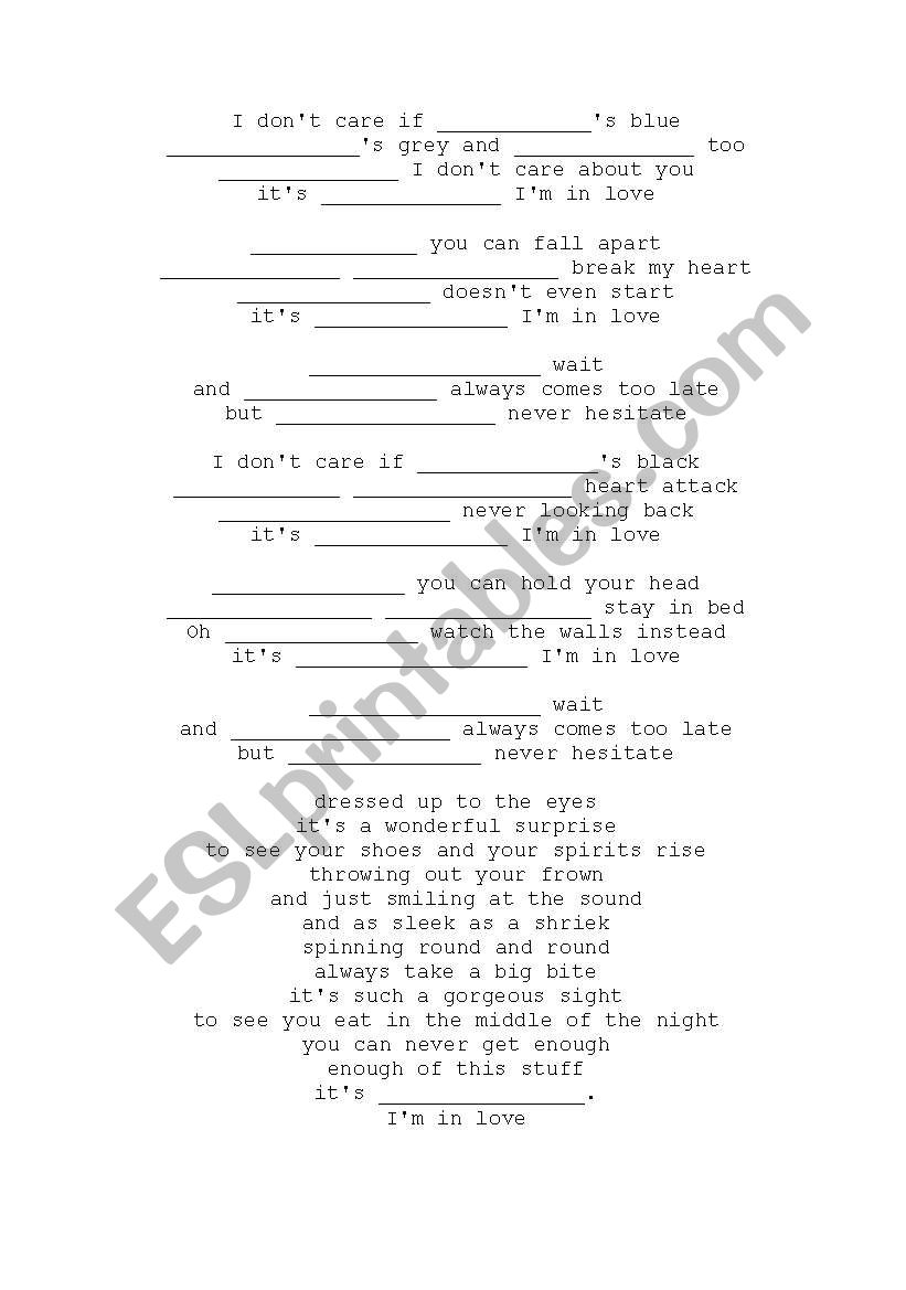 Friday, Im In Love worksheet