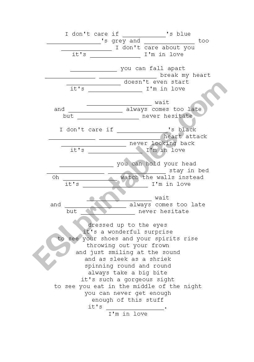 Friday, IÂ´m In Love worksheet