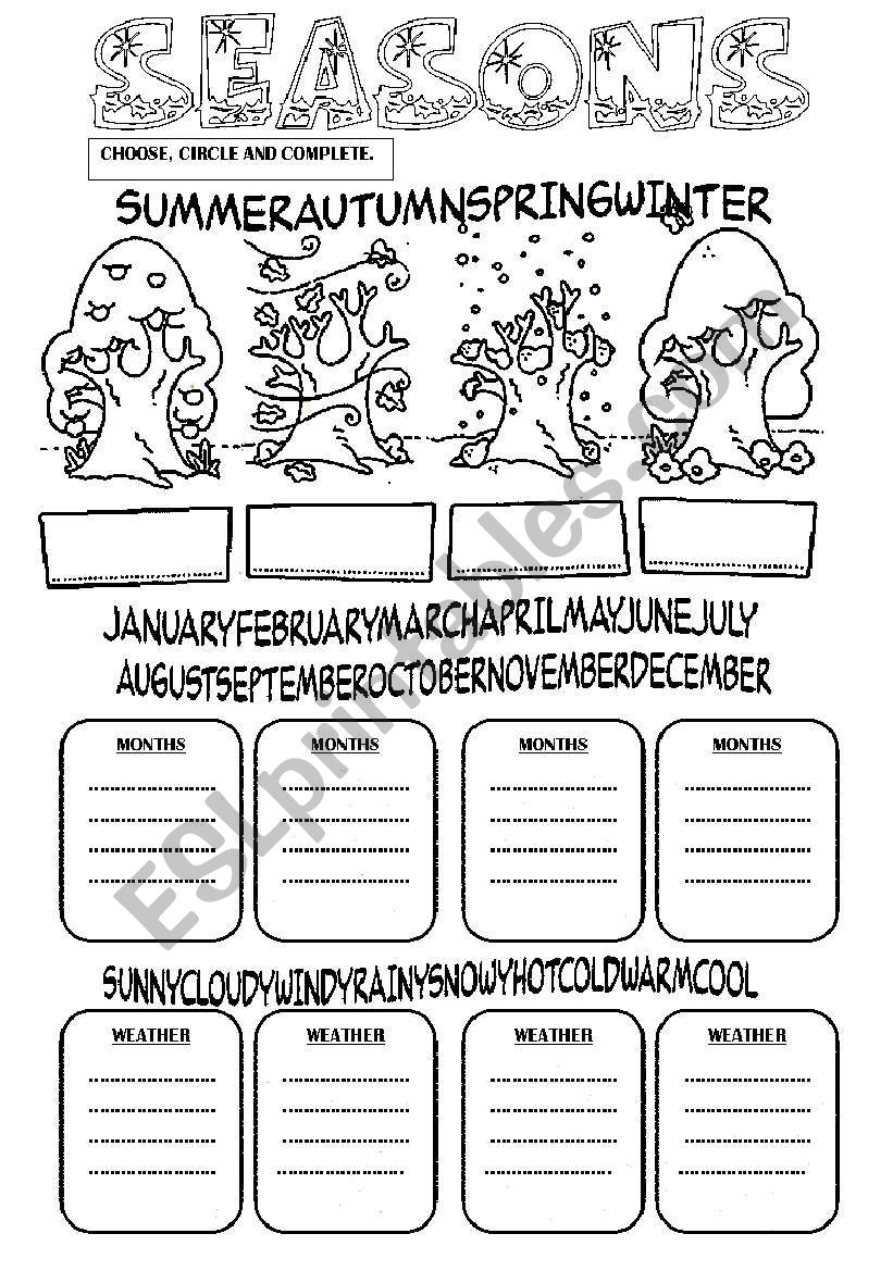 SEASONS+MONTHS+WEATHER worksheet