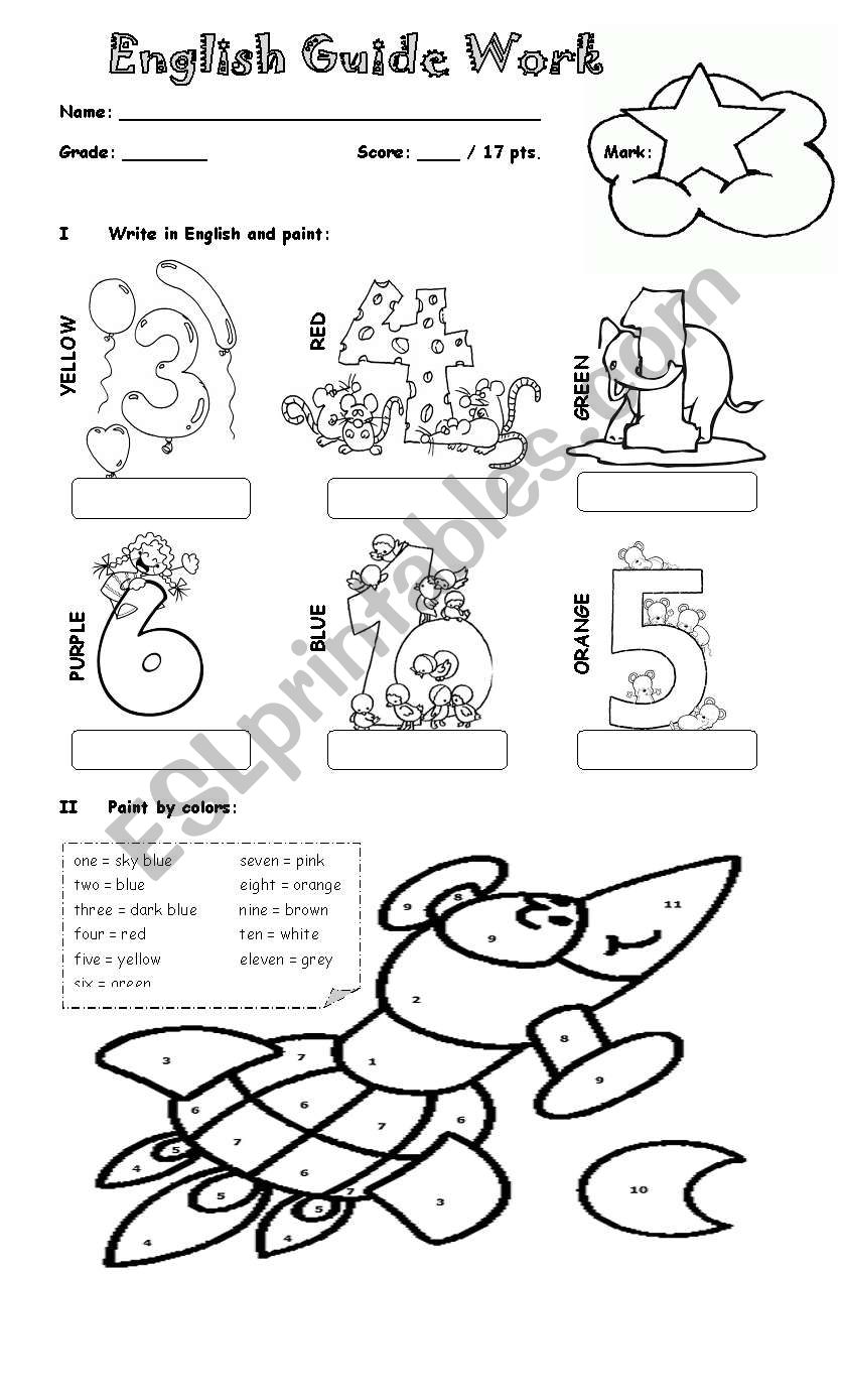COLORS AND NUMBERS worksheet