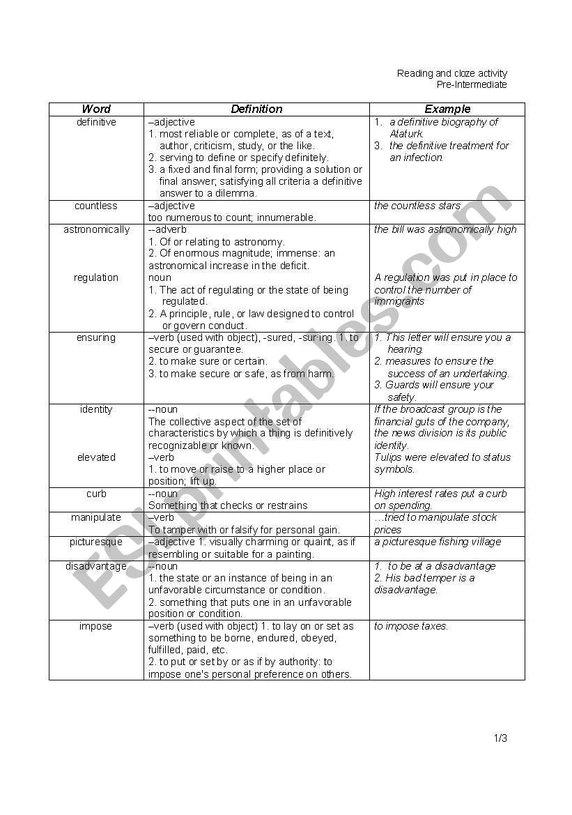 Tulip Industry worksheet