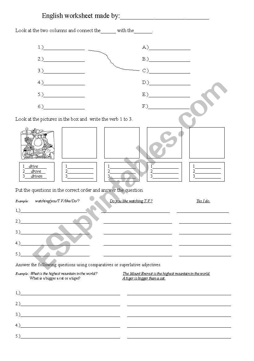 Make your own worksheet. worksheet