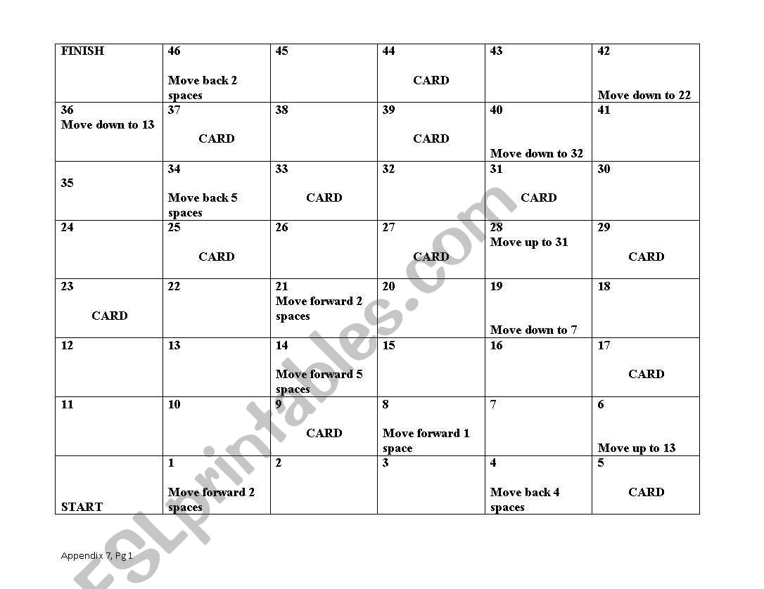 Snake and Ladder Board Game worksheet