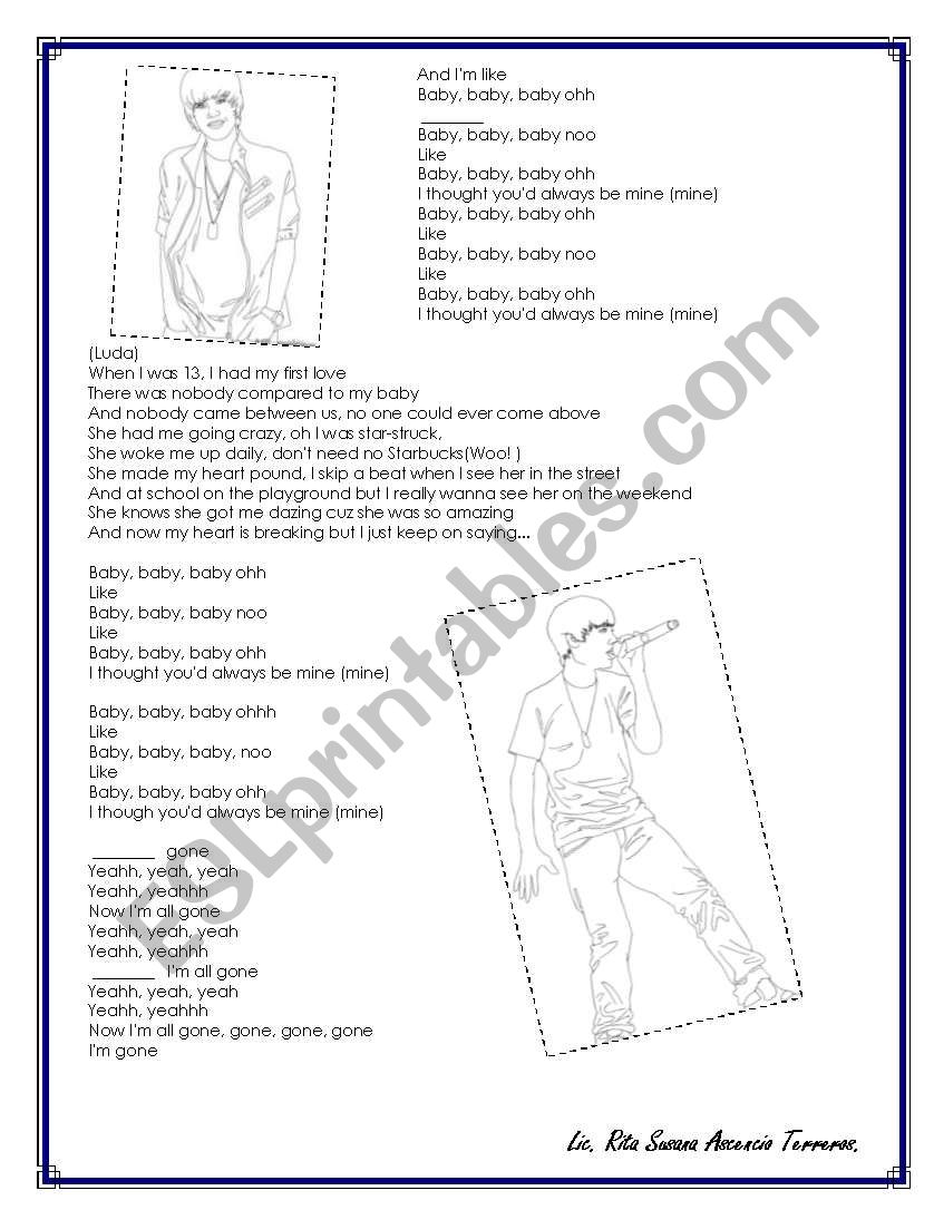 Baby By Justin Bieber Esl Worksheet By Susana Ascencio