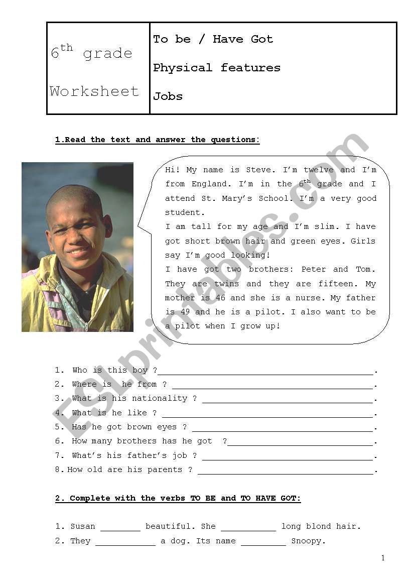 physical description worksheet