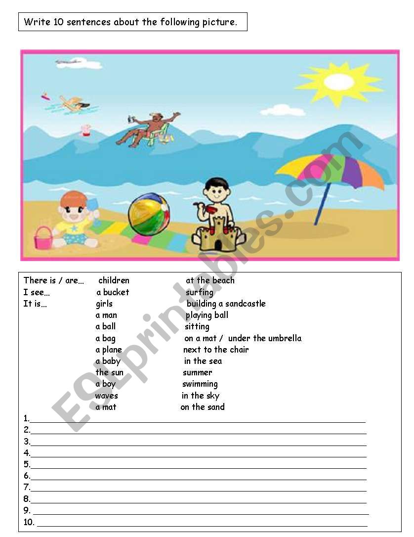 Describing a picture worksheet