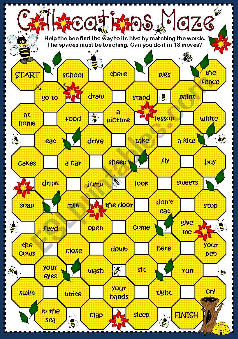 Collocations Maze for YLs (B&W)