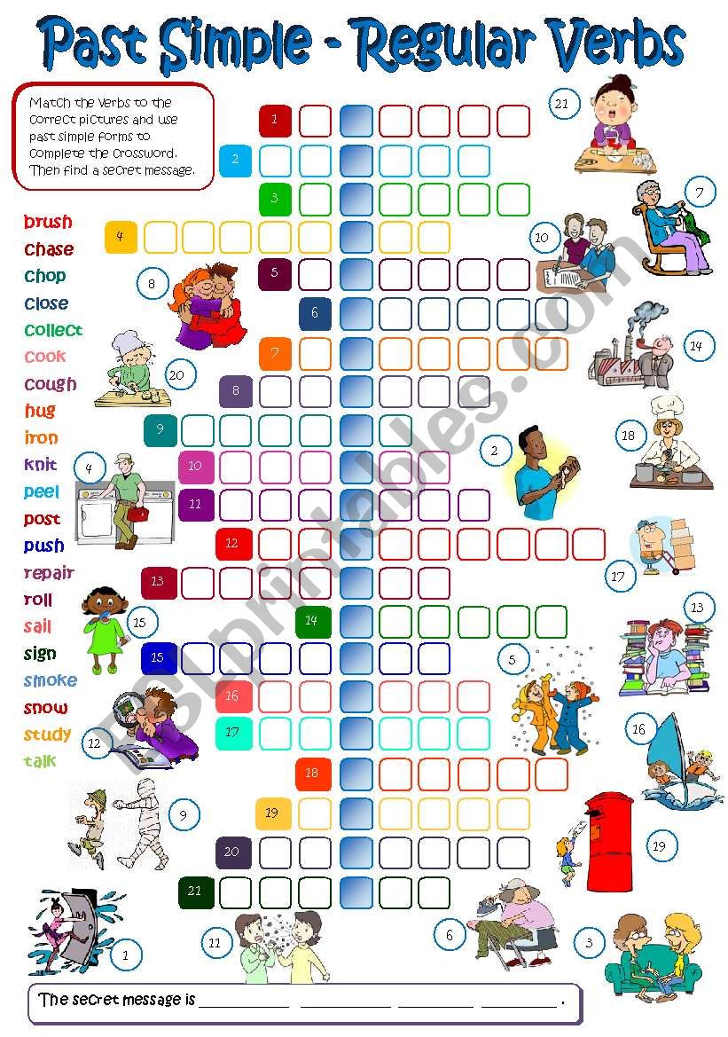 Past Simple - REGULAR VERBS (B&W + KEY included)