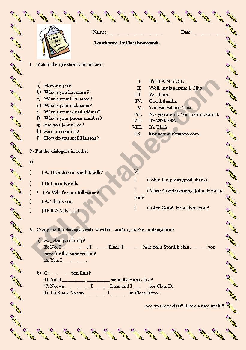 Greetings and introductions worksheet