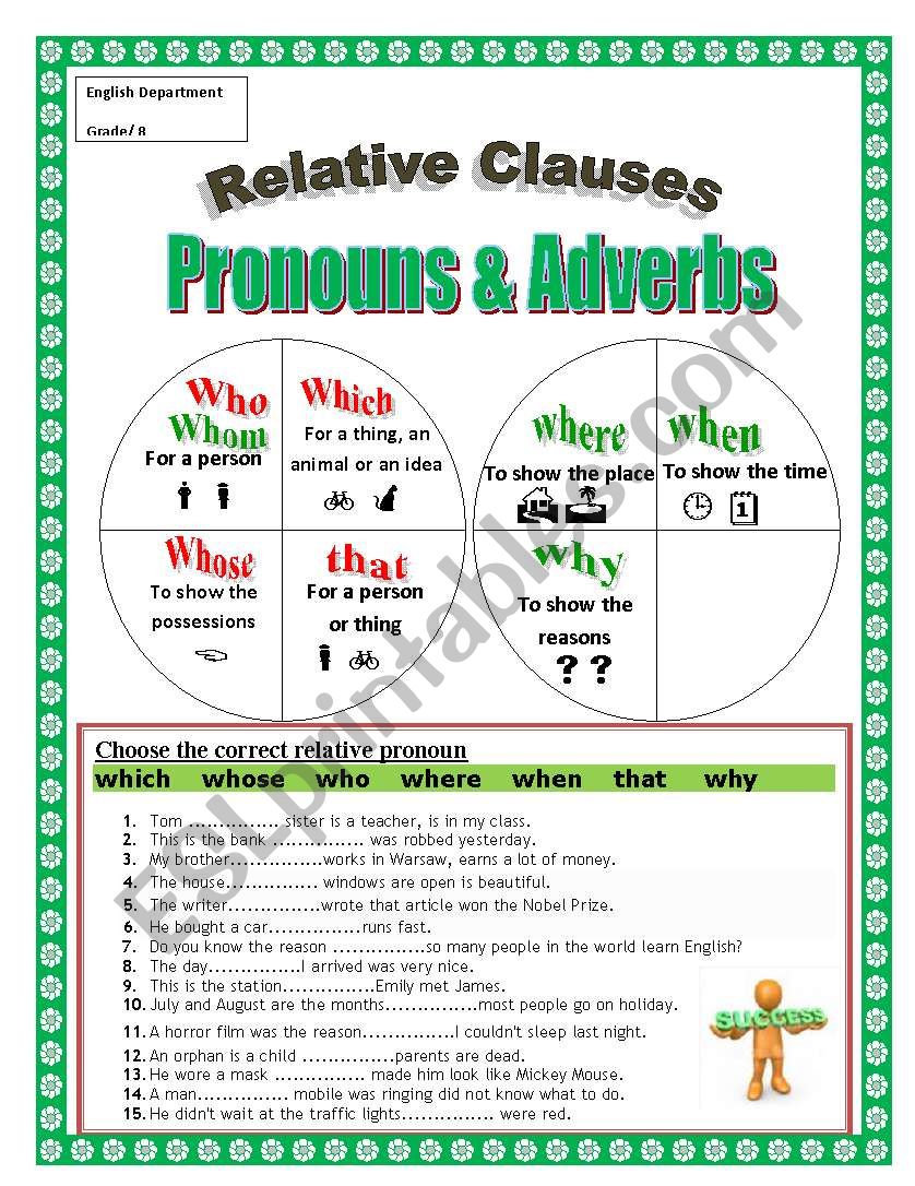 relative clause worksheet