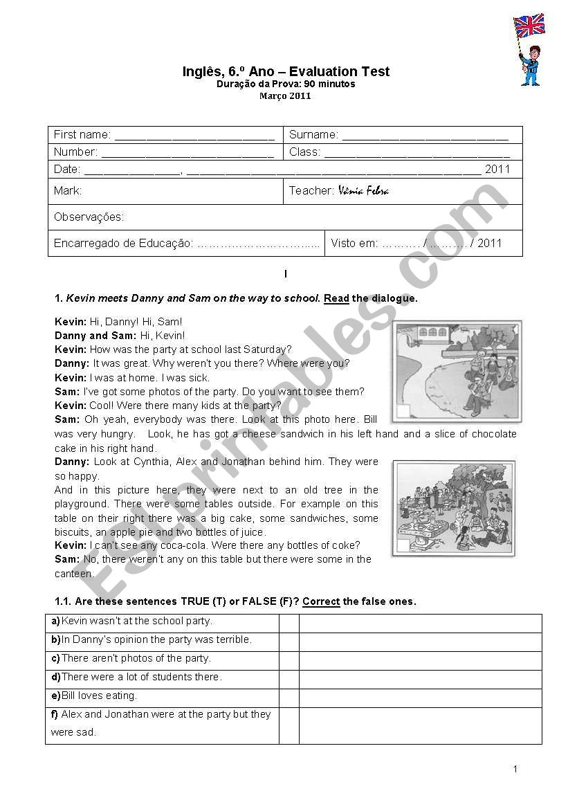 Test - 6 ano worksheet