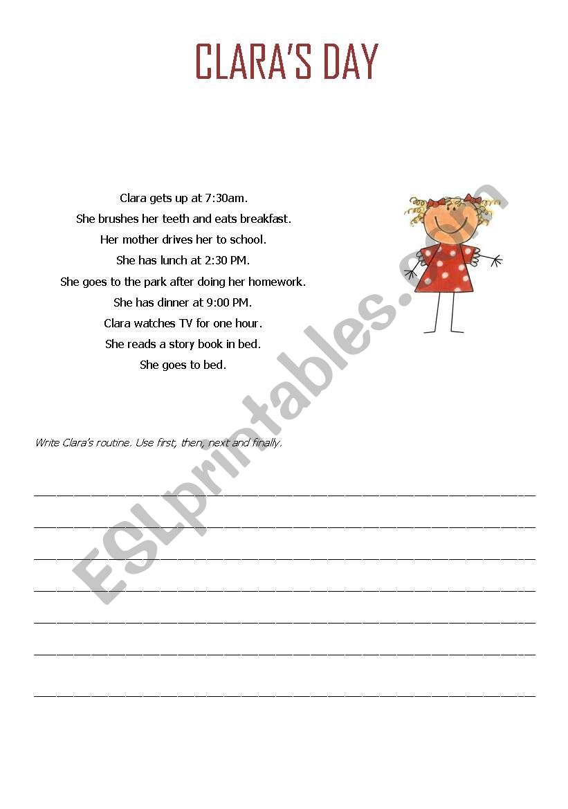 Claras Day worksheet