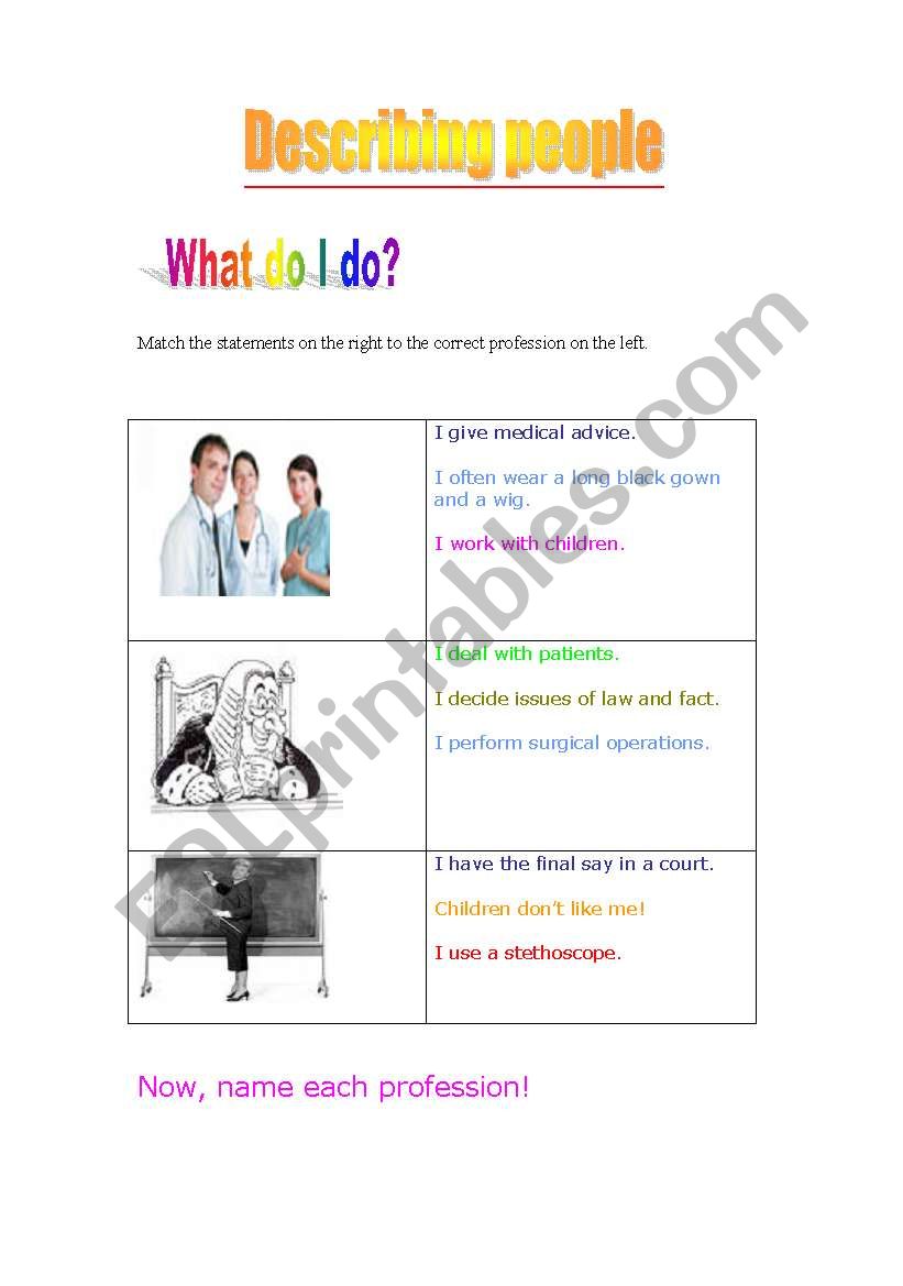 Describing People worksheet