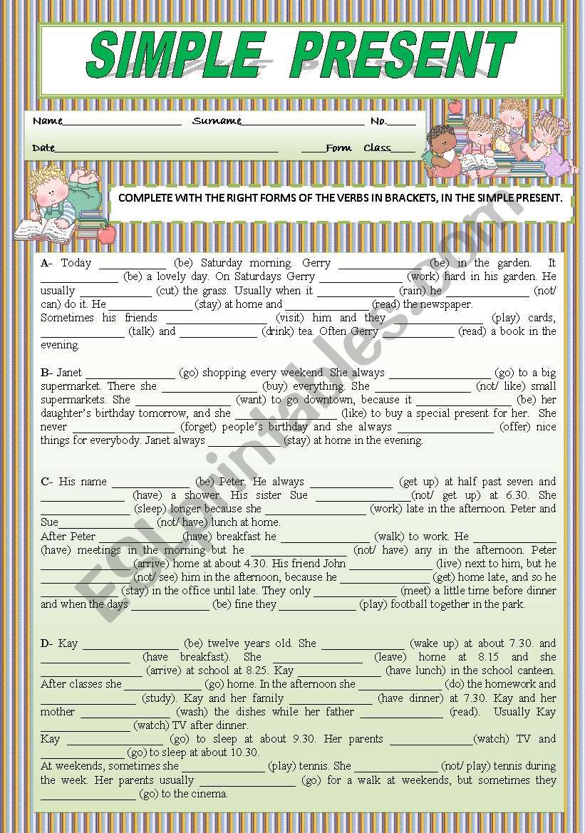 Simple Present worksheet