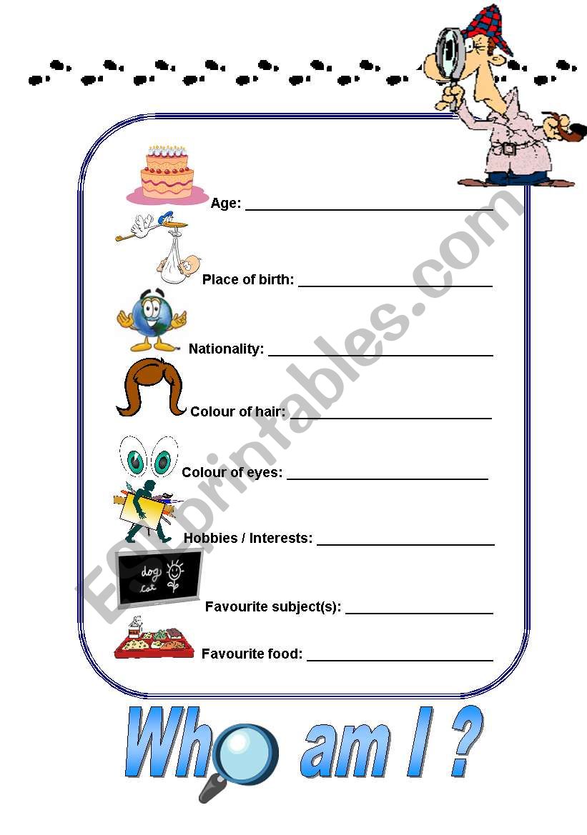 Who am I? worksheet