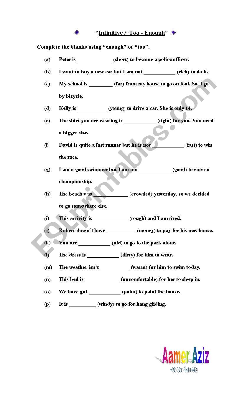 Infinitives worksheet