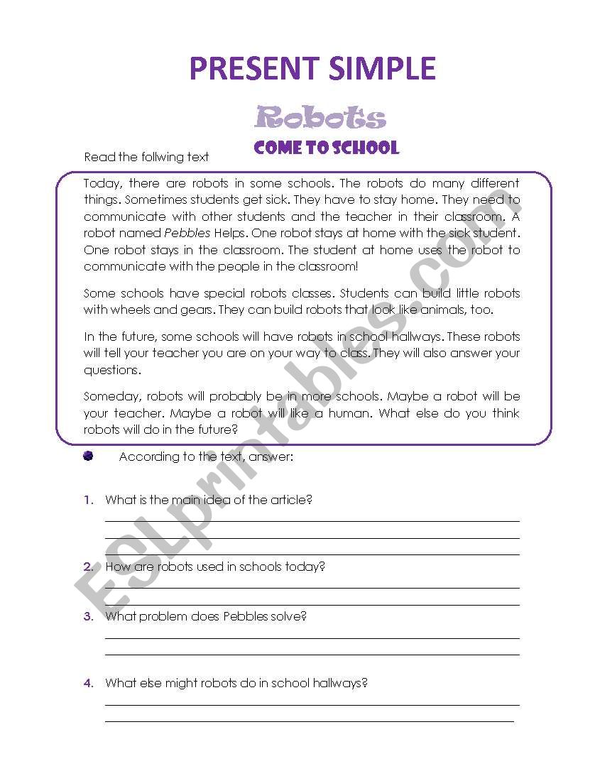 Reading Comprehension worksheet