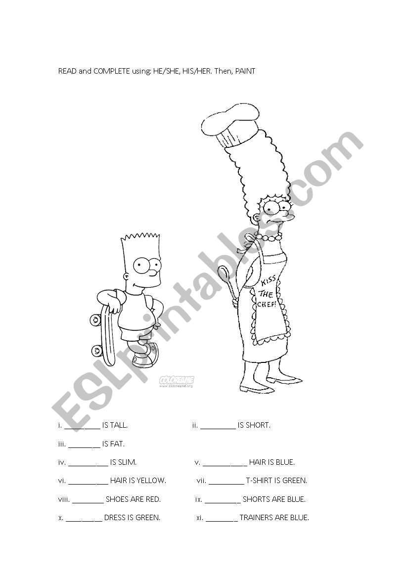 MARGE AND BART SIMPSON worksheet