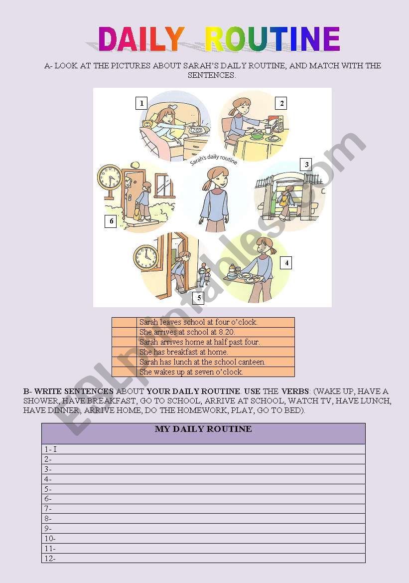 Daily Routine worksheet