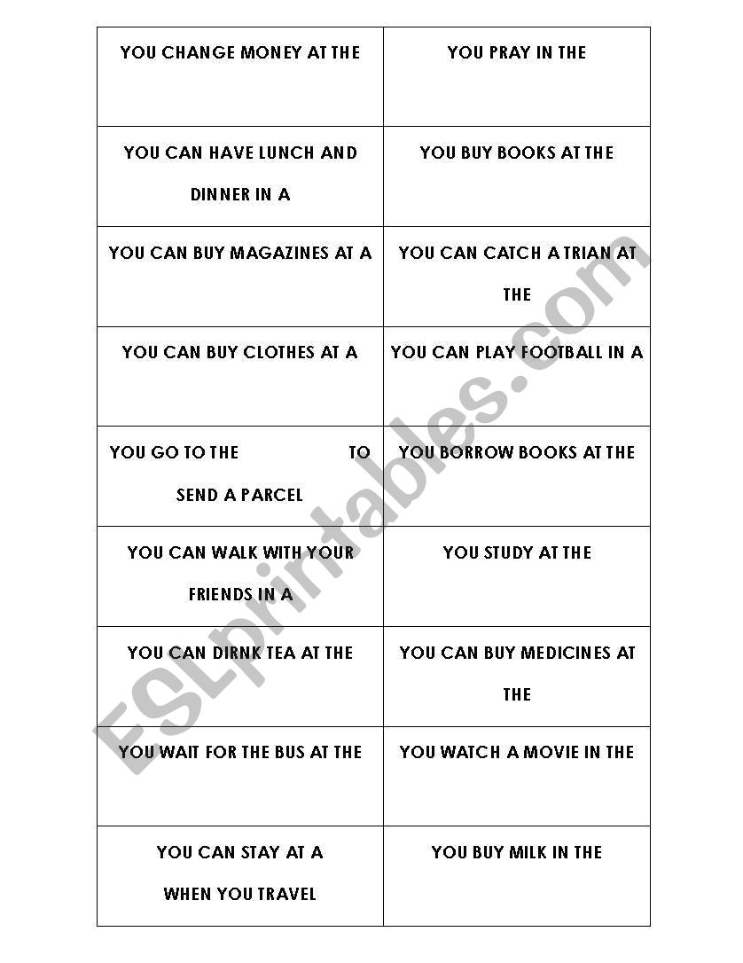 Places in town worksheet