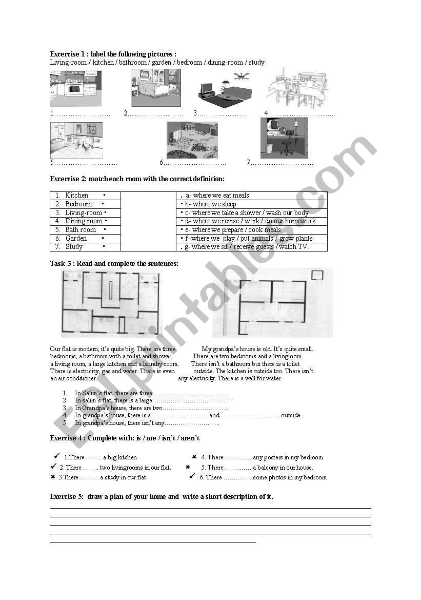 Parts of the house  worksheet